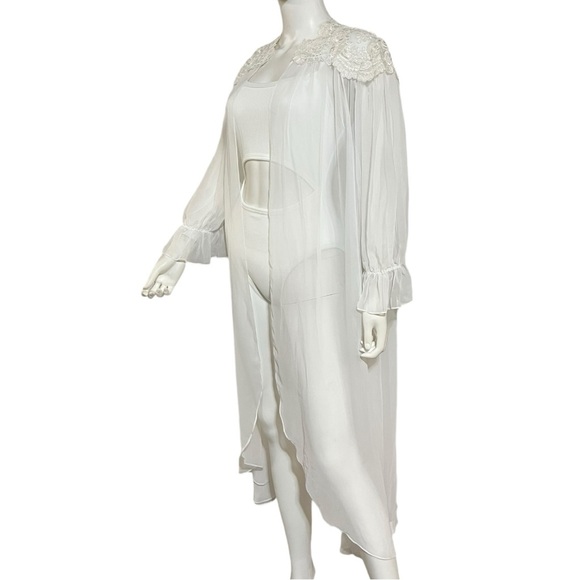 Fantasies By Morgan Taylor Intimate Sheer Robe in White, M - Picture 6 of 12